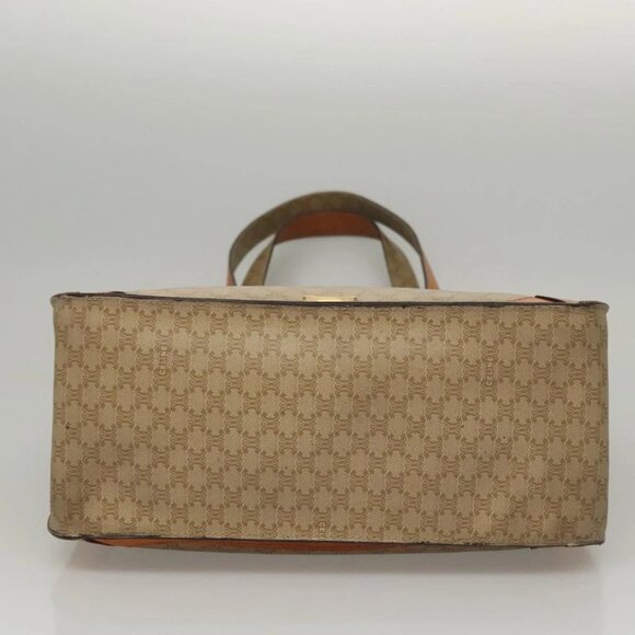 CELINE Macadam Canvas Tote Bag Beige Gold Auth - Picture 7 of 15